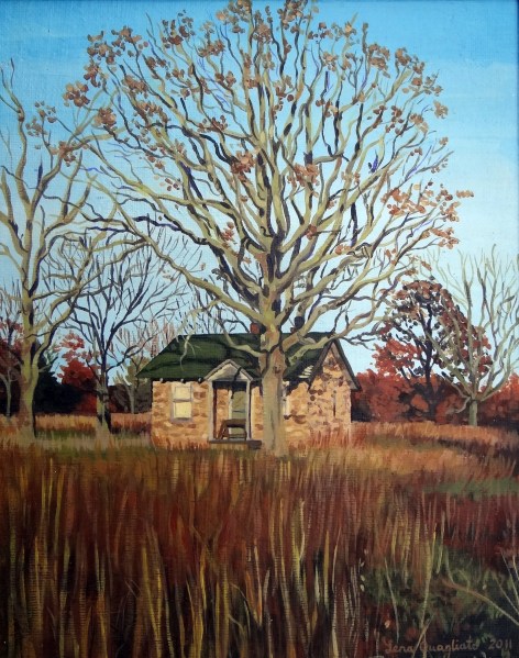 This painting is a few years old, but I never had the chance to get a good photo doc of it until now. Just in time for autumn, my favorite time of year!