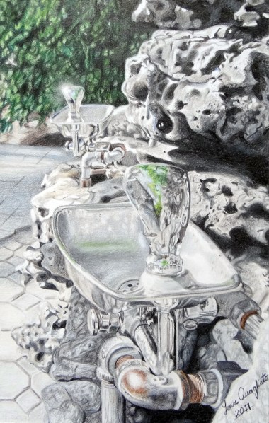colored pencil, water fountain, drawings, art, abstract